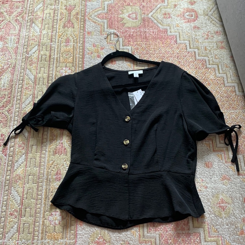 Top shop Peplum Tie-Sleeve shirt
